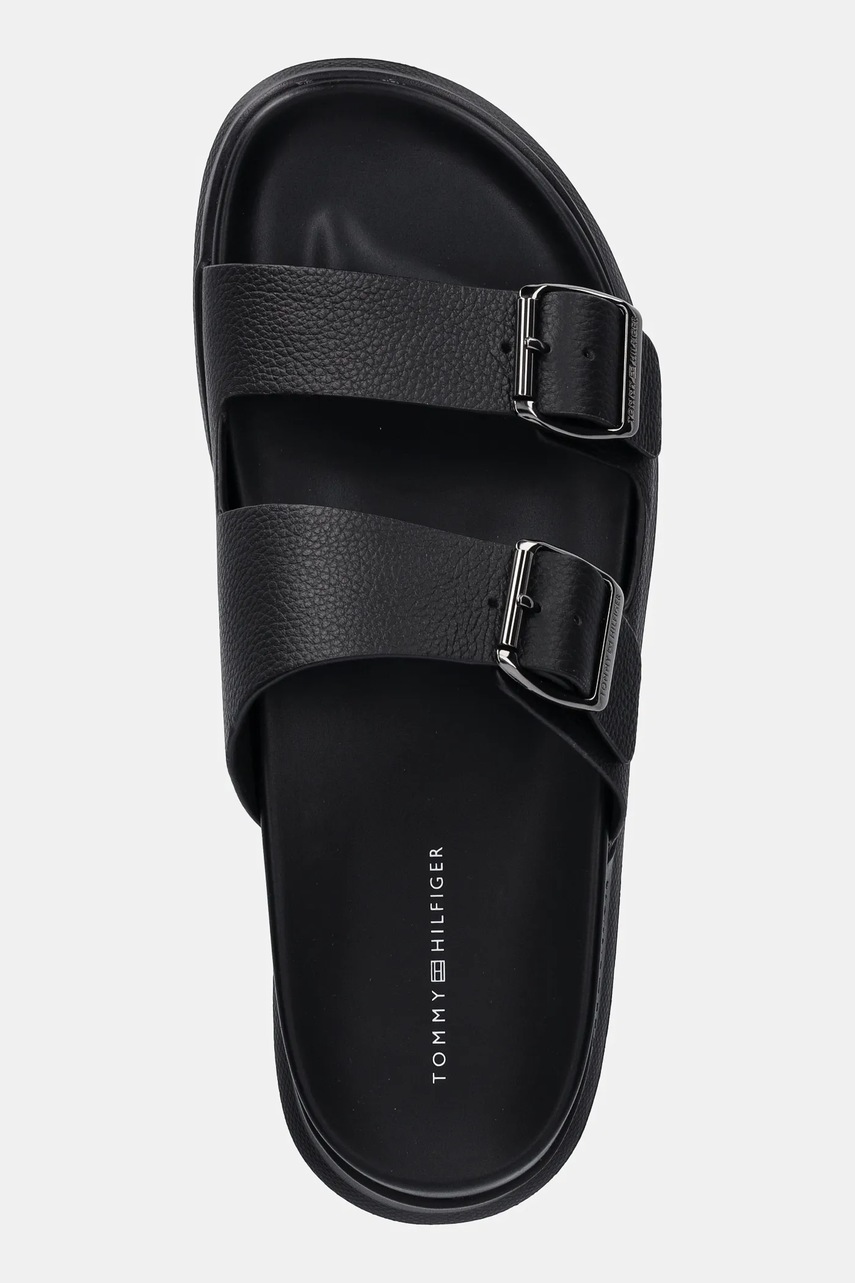 Δερμάτινες παντόφλες Tommy Hilfiger D DENSITY HILFIGER LTH SAND χρώμα: μαύρο, FM0FM05414
