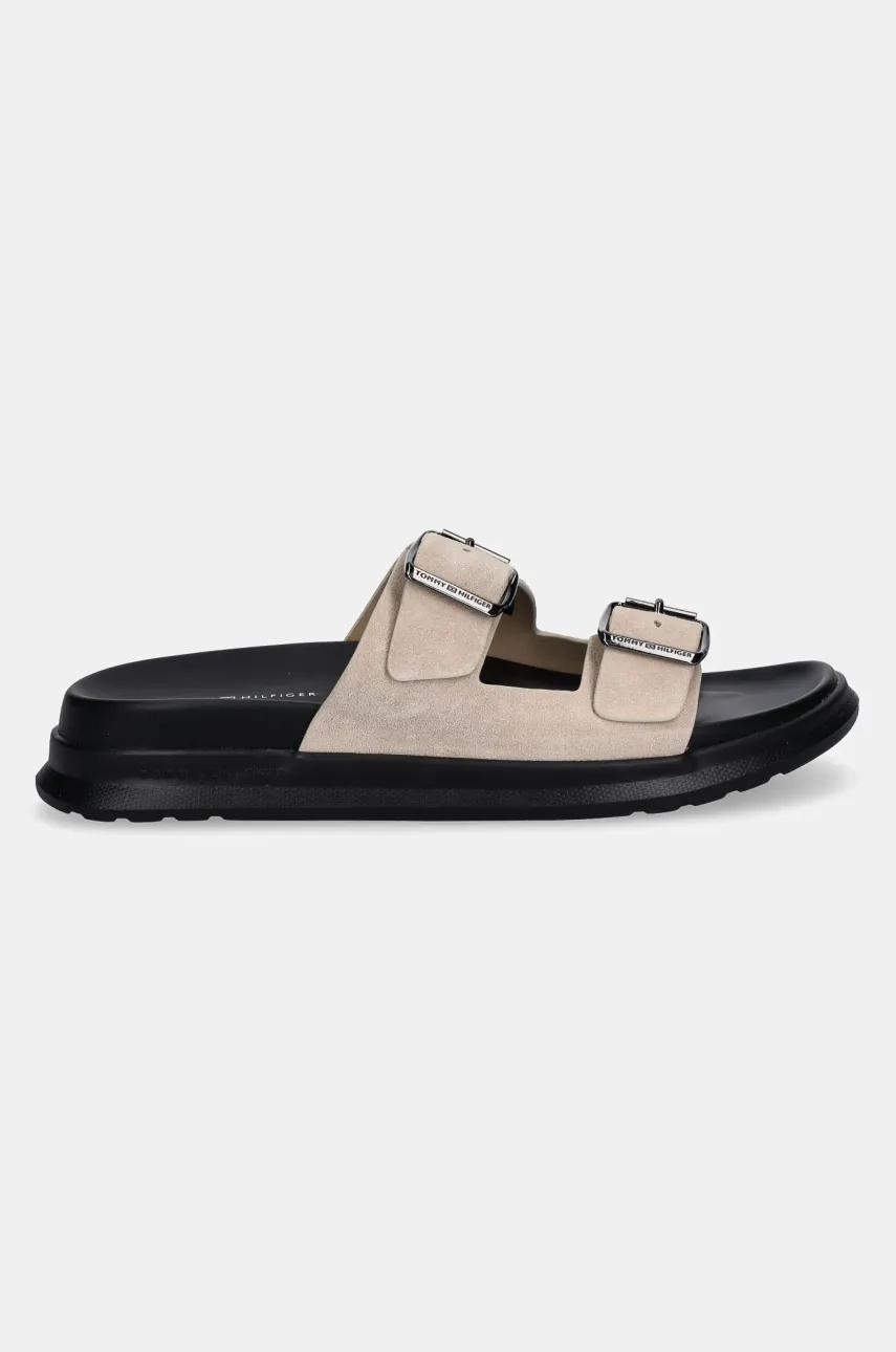 Замшевые шлепанцы Tommy Hilfiger D DENSITY HILFIGER SDE SAND мужские цвет бежевый FM0FM05413 Замшевые шлепанцы Tommy Hilfiger D DENSITY HILFIGER SDE SAND мужские цвет бежевый FM0FM05413