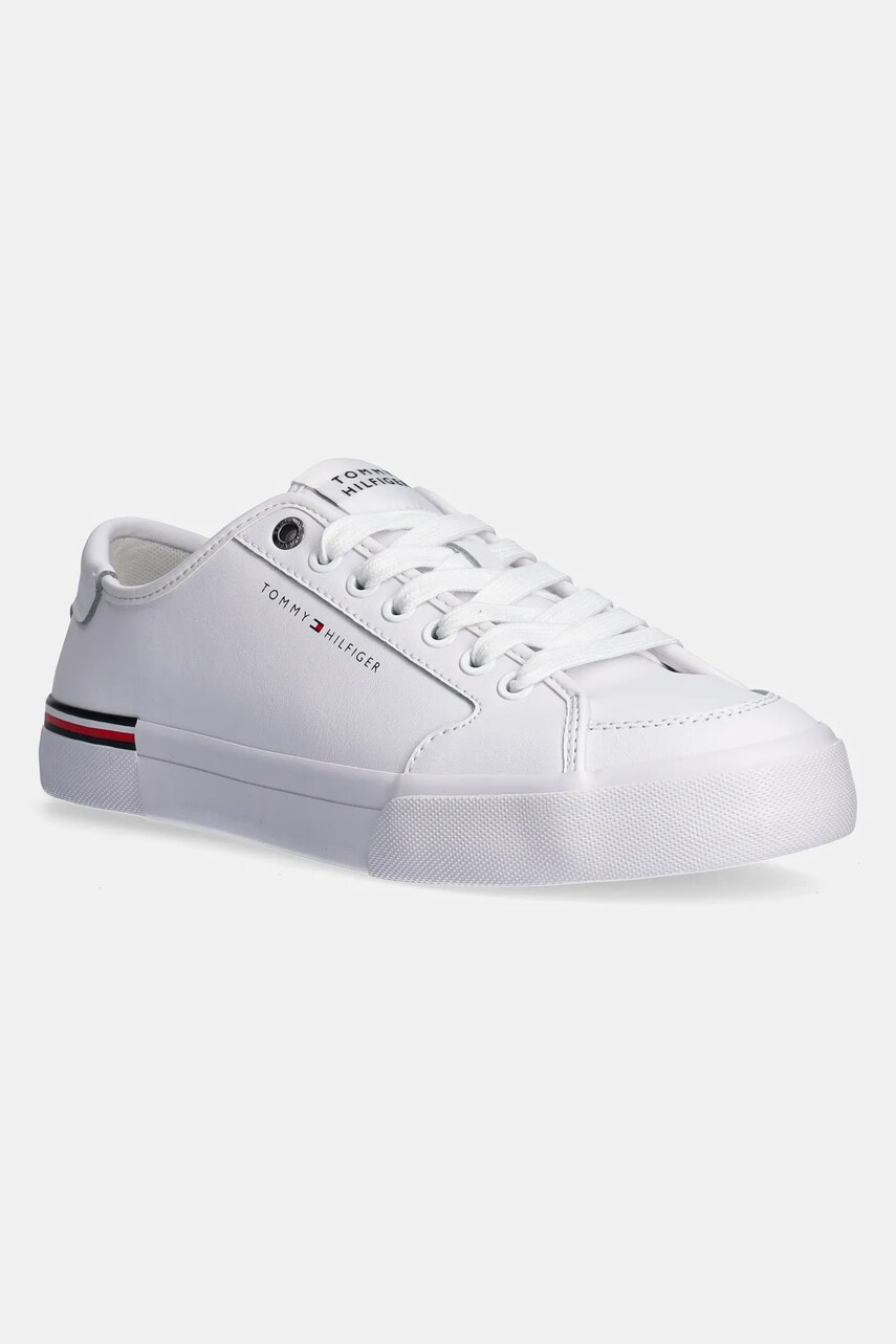 Levně Kožené sneakers boty Tommy Hilfiger CORE CORPORATE VULC LEATHER bílá barva, FM0FM05399