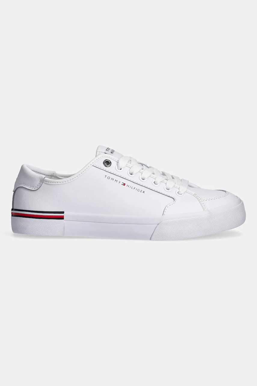 Кожаные кроссовки Tommy Hilfiger CORE CORPORATE VULC LEATHER цвет белый FM0FM05399 Кожаные кроссовки Tommy Hilfiger CORE CORPORATE VULC LEATHER цвет белый FM0FM05399