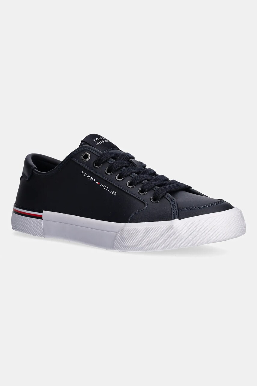 Levně Kožené sneakers boty Tommy Hilfiger CORE CORPORATE VULC LEATHER tmavomodrá barva, FM0FM05399