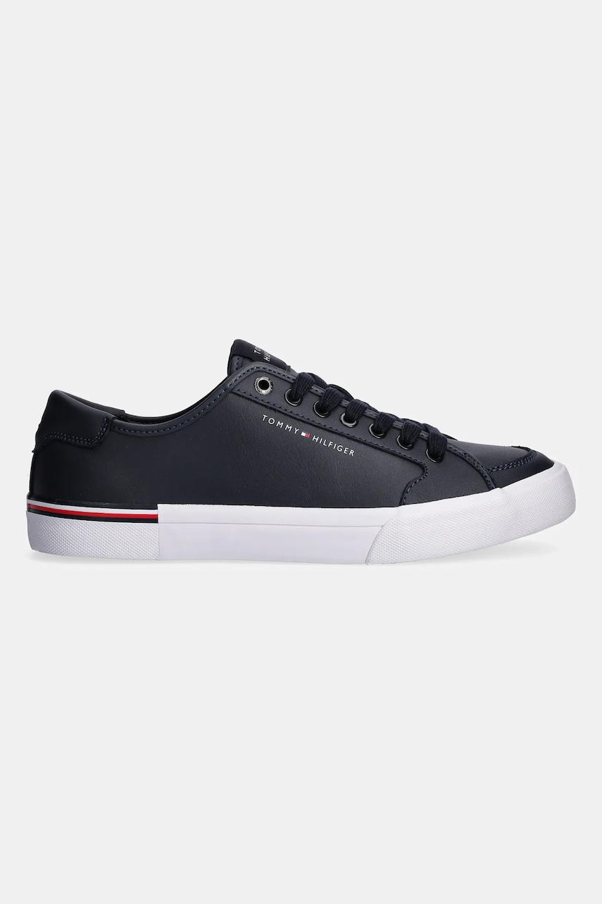 Кожаные кроссовки Tommy Hilfiger CORE CORPORATE VULC LEATHER цвет синий FM0FM05399 Кожаные кроссовки Tommy Hilfiger CORE CORPORATE VULC LEATHER цвет синий FM0FM05399