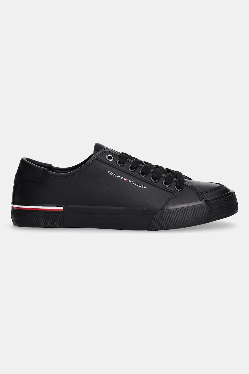 Кожаные кроссовки Tommy Hilfiger CORE CORPORATE VULC LEATHER цвет чёрный FM0FM05399 Кожаные кроссовки Tommy Hilfiger CORE CORPORATE VULC LEATHER цвет чёрный FM0FM05399