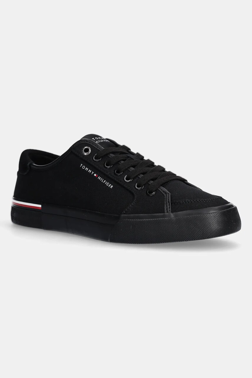 Levně Sneakers boty Tommy Hilfiger CORE CORPORATE VULC CANVAS černá barva, FM0FM05398