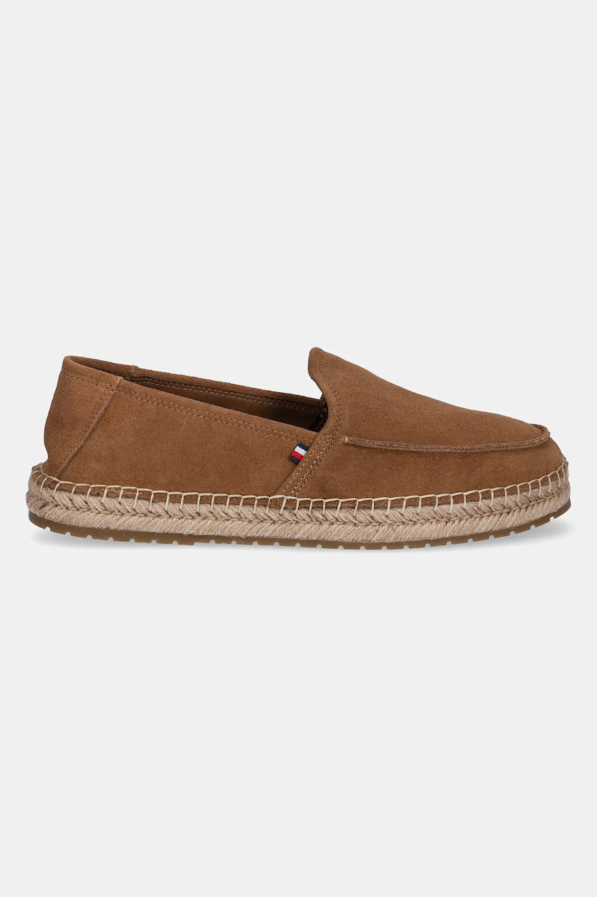 Замшевые эспадрильи Tommy Hilfiger HILFIGER FLEX ESPA SUEDE LOAFER цвет коричневый FM0FM05392 Замшевые эспадрильи Tommy Hilfiger HILFIGER FLEX ESPA SUEDE LOAFER цвет коричневый FM0FM05392
