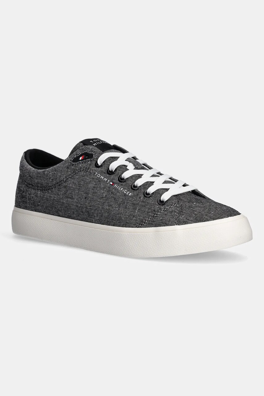 Levně Tenisky Tommy Hilfiger TH HI VULC LOW CORE CHAMBRAY pánské, černá barva, FM0FM05389