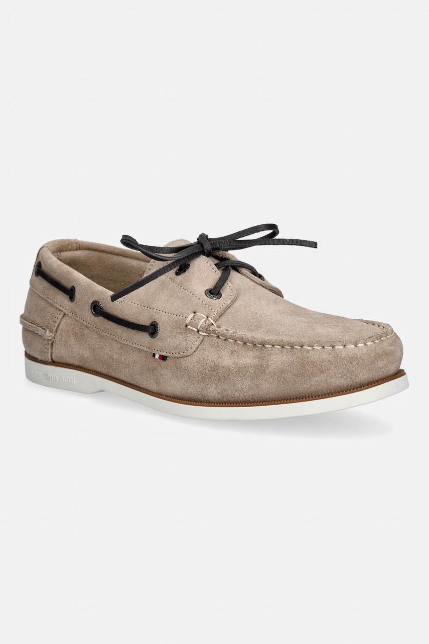 Tommy Hilfiger mocasini bărbați din piele întoarsă TH BOAT SHOE CORE SUEDE