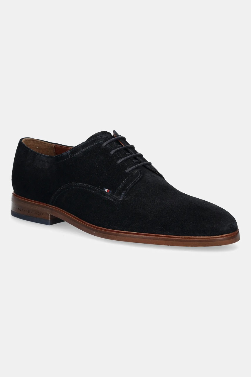 Levně Semišové polobotky Tommy Hilfiger HILFIGER THUNIT SUEDE SHOE pánské, tmavomodrá barva, FM0FM05377