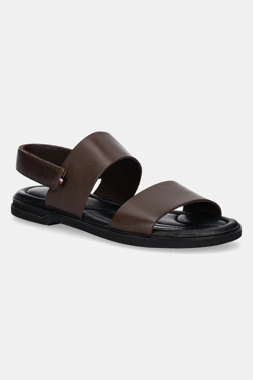 Levně Kožené sandály Tommy Hilfiger PREMIUM HILFIGER STRAPPY LH SAND pánské, hnědá barva, FM0FM05356