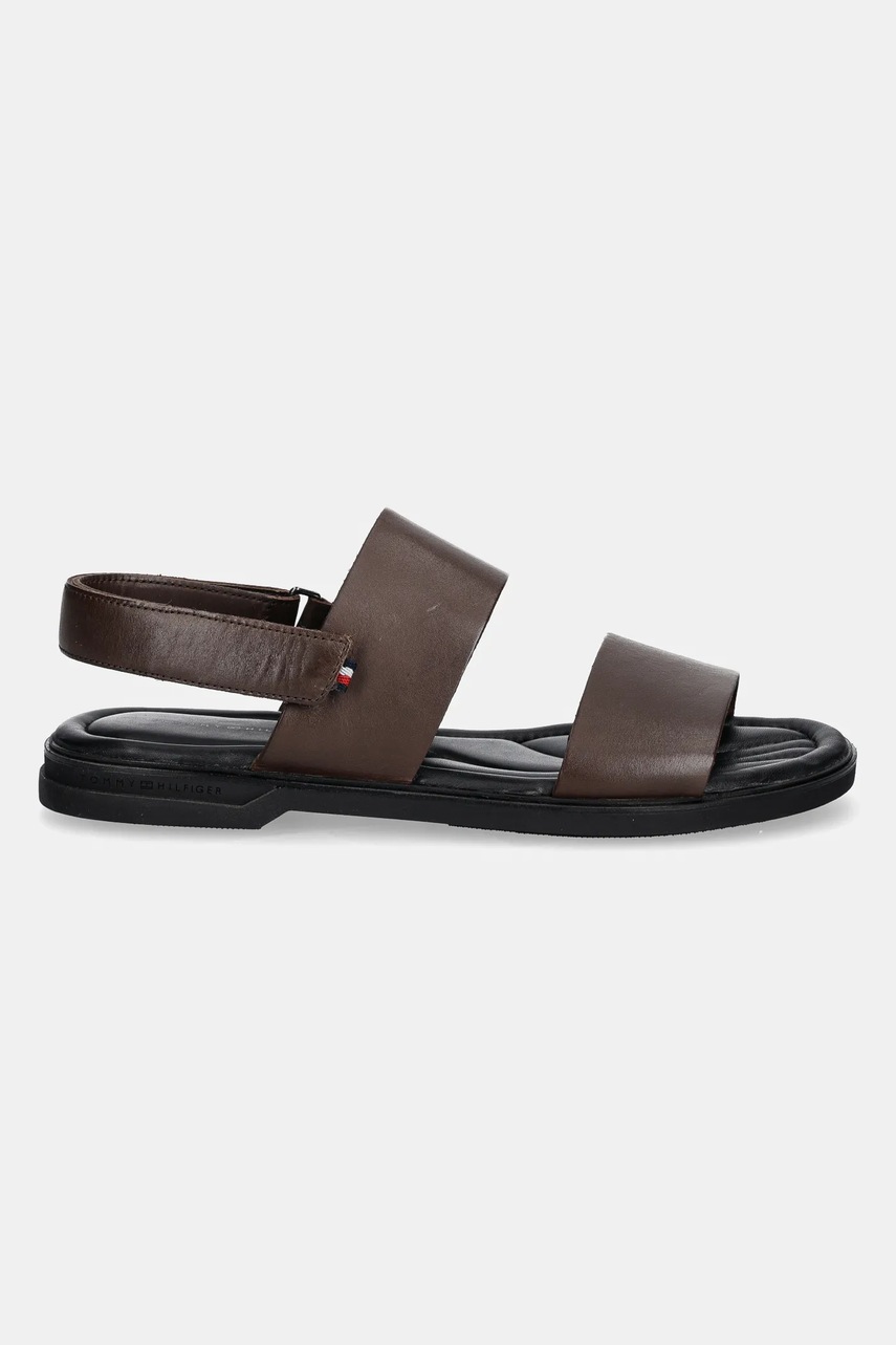Кожаные сандалии Tommy Hilfiger PREMIUM HILFIGER STRAPPY LH SAND мужские цвет коричневый FM0FM05356 Кожаные сандалии Tommy Hilfiger PREMIUM HILFIGER STRAPPY LH SAND мужские цвет коричневый FM0FM05356