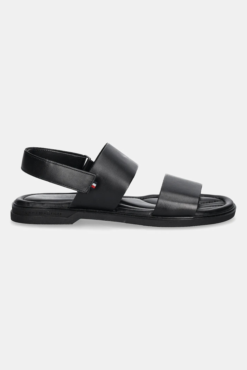 Кожаные сандалии Tommy Hilfiger PREMIUM HILFIGER STRAPPY LH SAND мужские цвет чёрный FM0FM05356 Кожаные сандалии Tommy Hilfiger PREMIUM HILFIGER STRAPPY LH SAND мужские цвет чёрный FM0FM05356