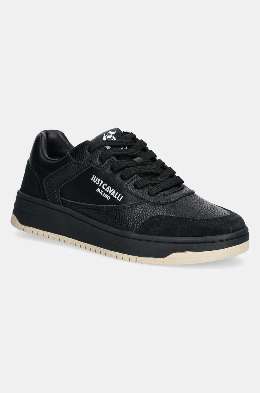 Just Cavalli sneakers din piele bărbați, culoarea negru, 78QA3SM8ZPA90899