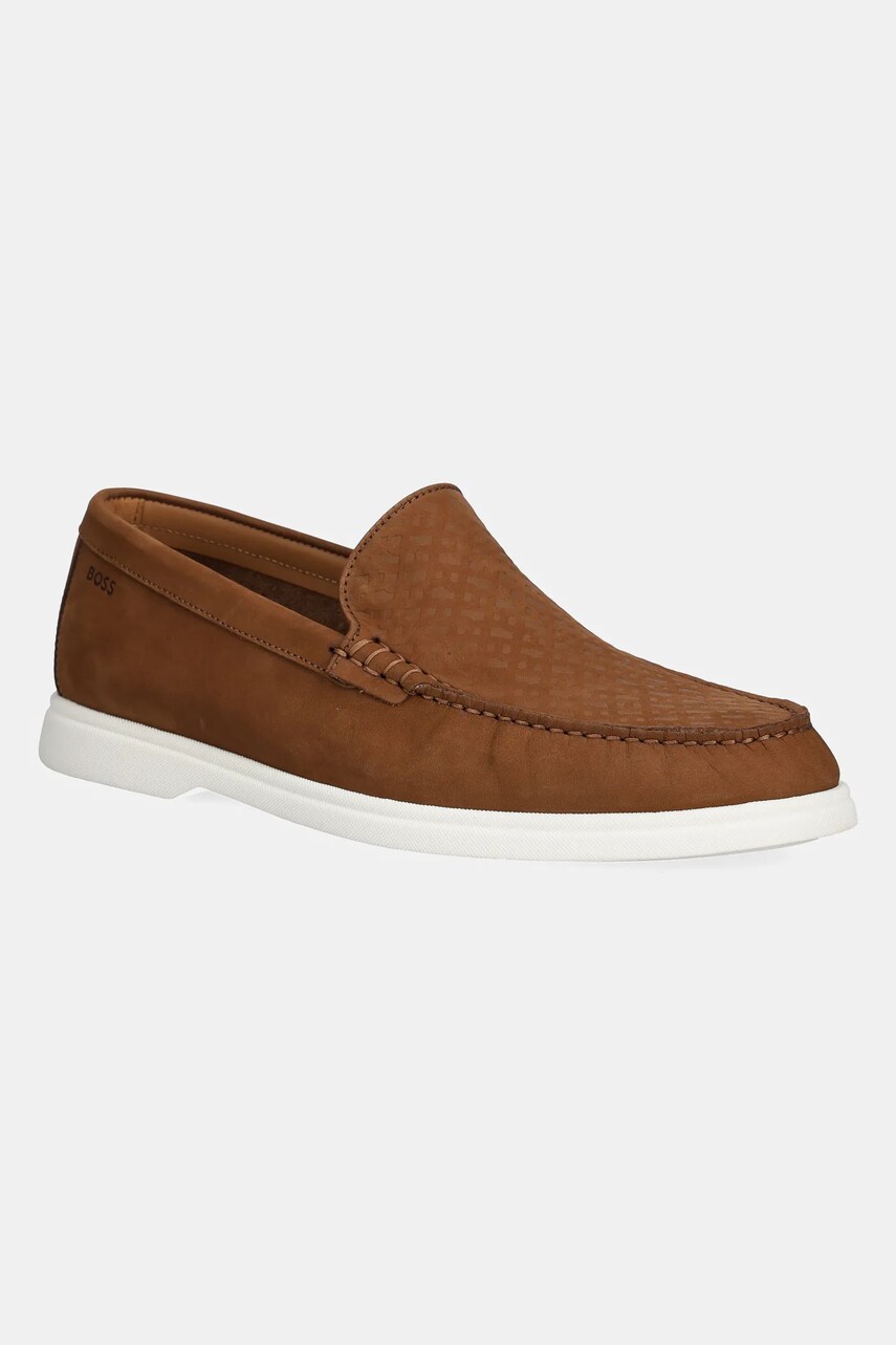 BOSS mocasini din nubuc Sienne bărbați, culoarea maro, 50541738