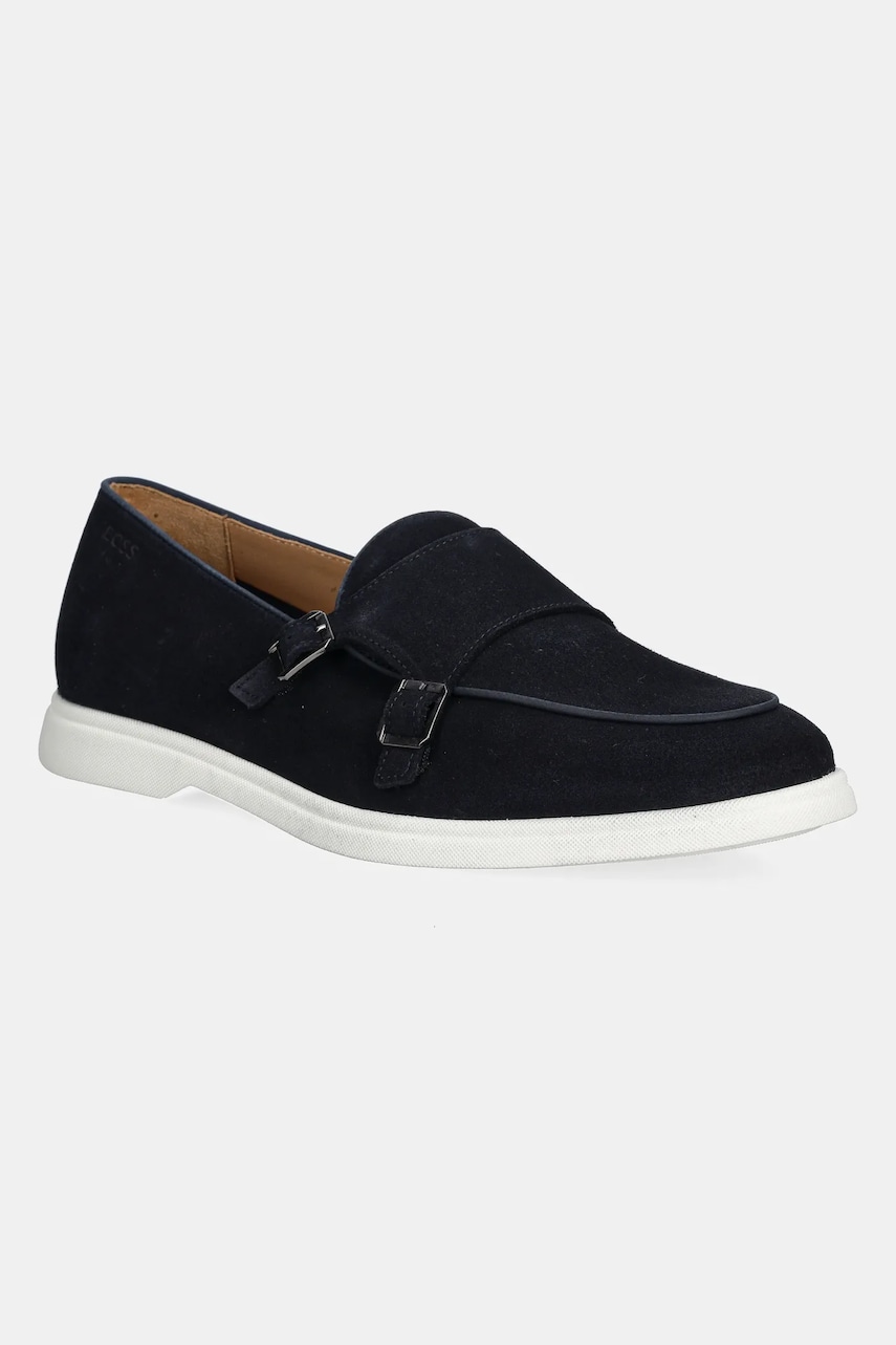 BOSS mocasini din piele intoarsa Sienne barbati, culoarea albastru marin, 50541760 BOSS mocasini din piele intoarsa Sienne barbati, culoarea albastru marin, 50541760