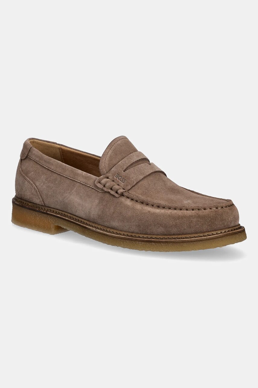 BOSS mocasini din piele intoarsa Kope barbati, culoarea maro, 50541772