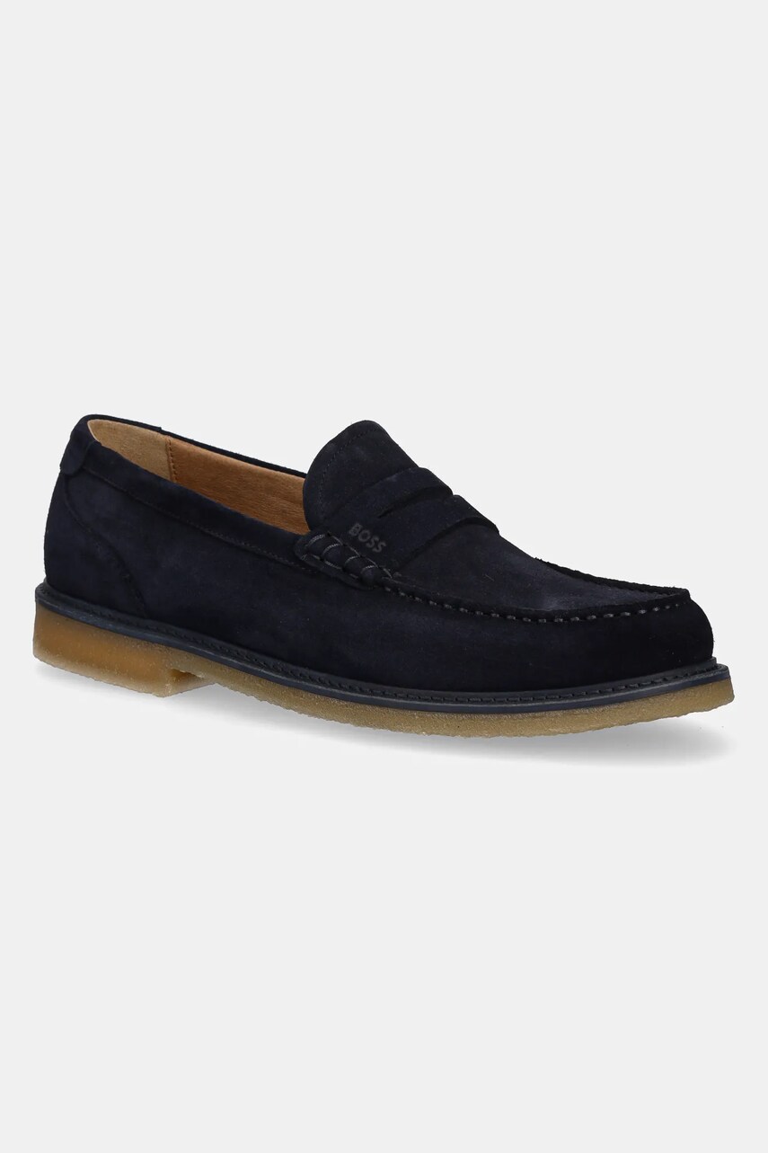 BOSS mocasini din piele intoarsa Kope barbati, culoarea albastru marin, 50541772