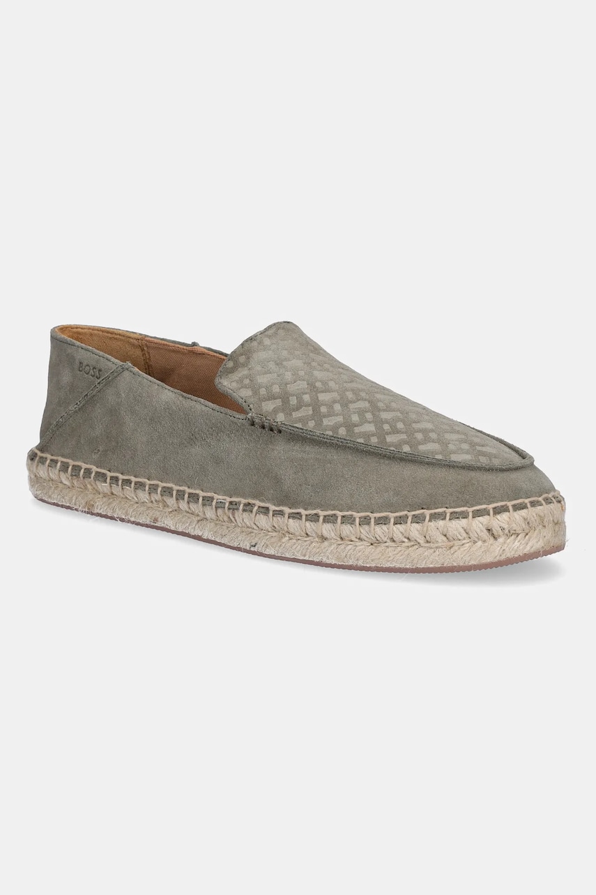 BOSS espadrile din piele intoarsa Madeira culoarea verde, 50541781