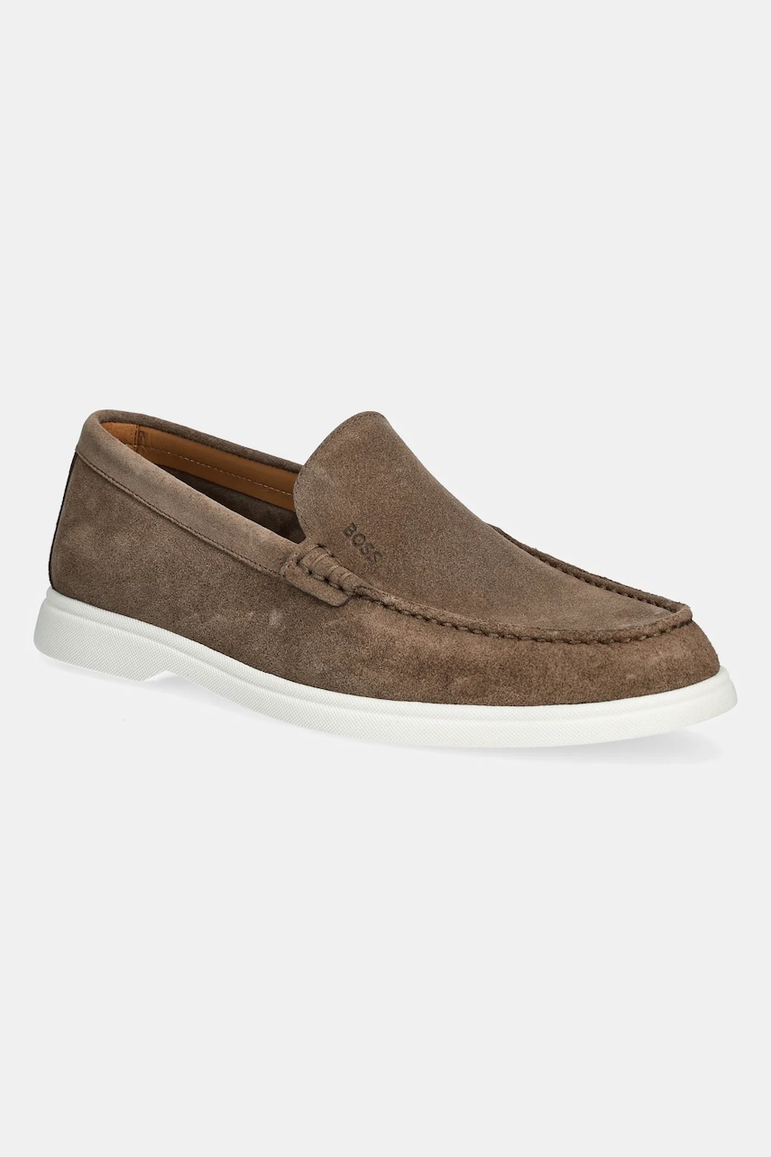 BOSS mocasini din piele intoarsa Sienne barbati, culoarea maro, 50543083 BOSS mocasini din piele intoarsa Sienne barbati, culoarea maro, 50543083