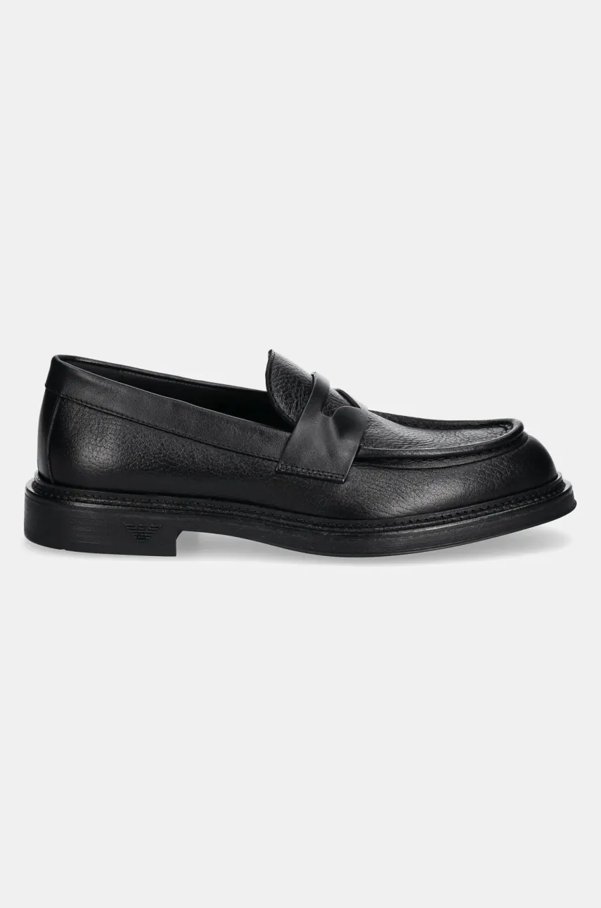 Кожаные мокасины Emporio Armani мужские цвет чёрный X4A190 XR207 K001 Кожаные мокасины Emporio Armani мужские цвет чёрный X4A190 XR207 K001