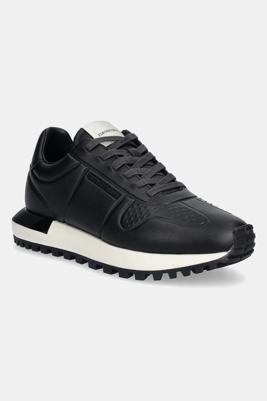Levně Kožené tenisky Emporio Armani černá barva, X4X684 XR323 00002