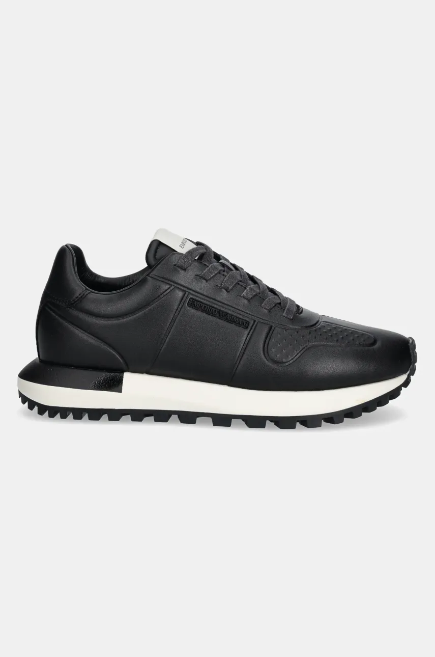 Кожаные кроссовки Emporio Armani мужские цвет чёрный X4X684 XR323 00002 Кожаные кроссовки Emporio Armani мужские цвет чёрный X4X684 XR323 00002