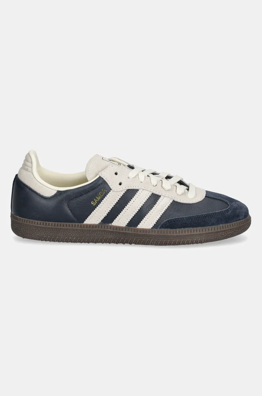 Кожаные кроссовки adidas Originals Samba OG цвет синий JI3217 Кожаные кроссовки adidas Originals Samba OG цвет синий JI3217