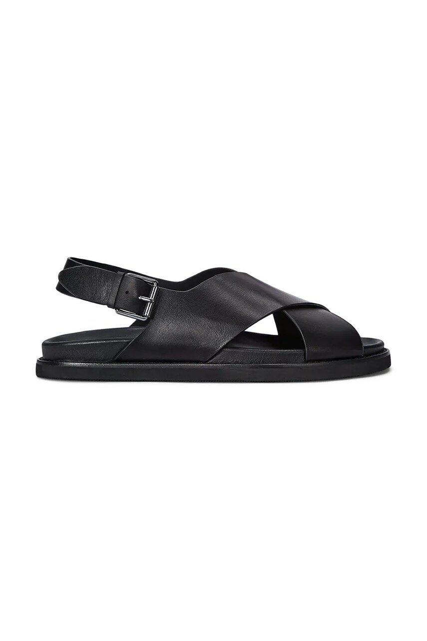 Levně Kožené sandály Polo Ralph Lauren Zane pánské, černá barva, 803961444002