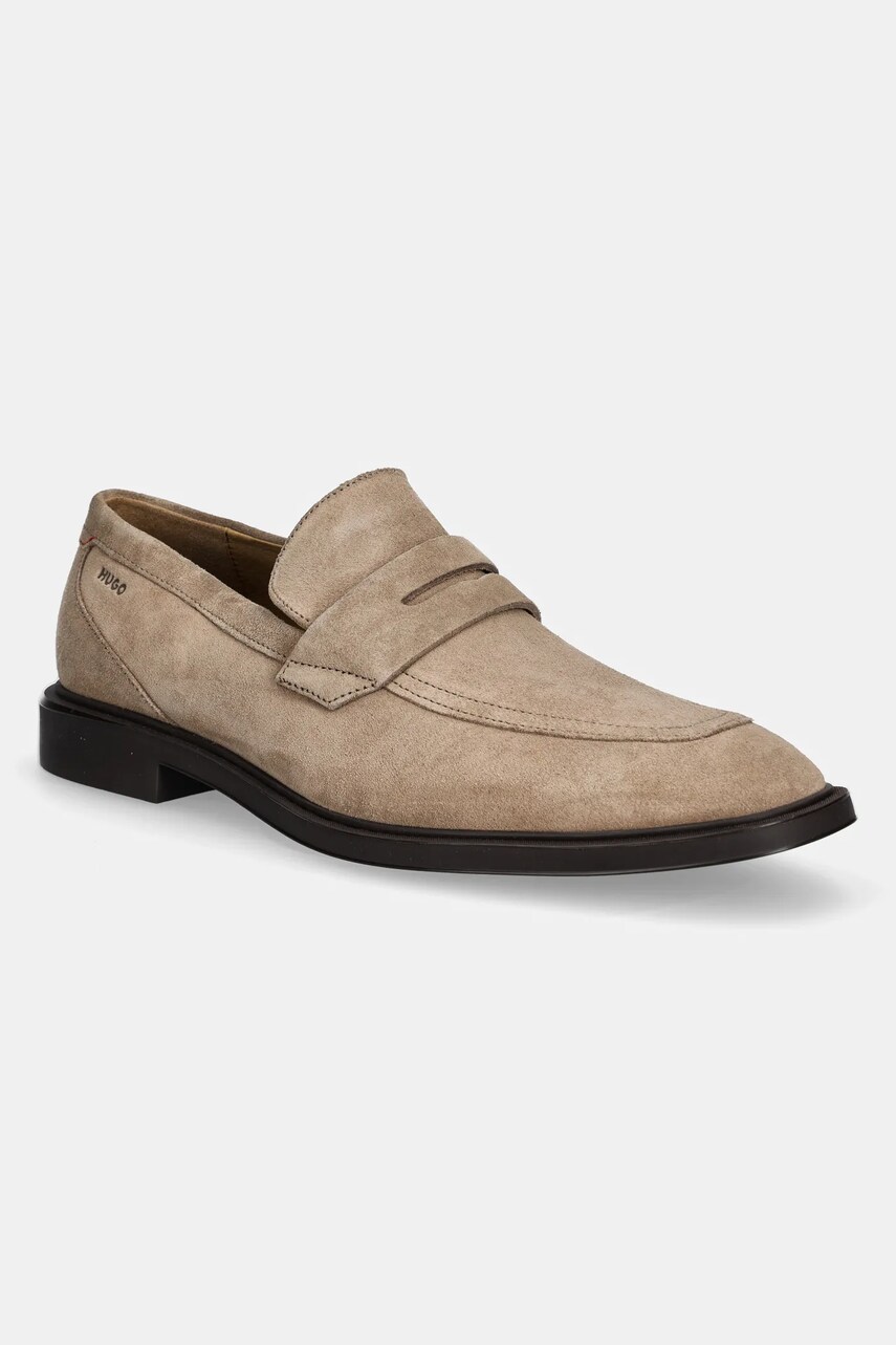 HUGO mocasini din piele intoarsa Gryff barbati, culoarea maro, 50541762
