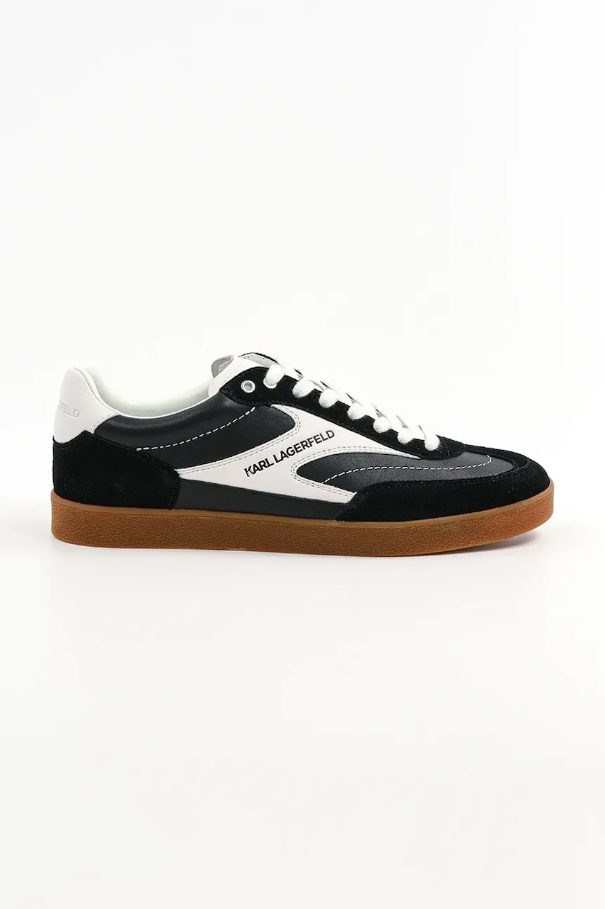 Karl Lagerfeld sneakers din piele KANDIDATE barbati, culoarea negru, KL53855