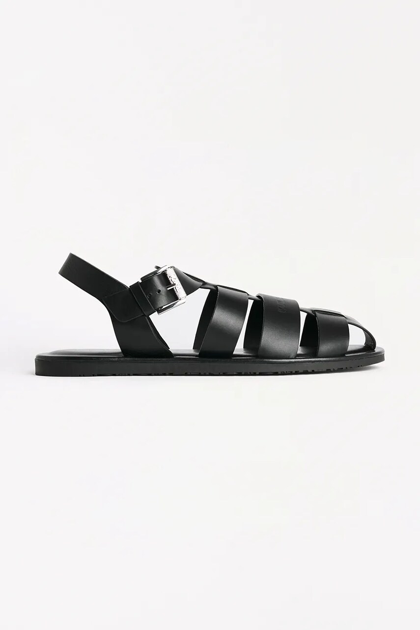 Karl Lagerfeld sandale de piele KASTOR III barbati, culoarea negru, KL70223