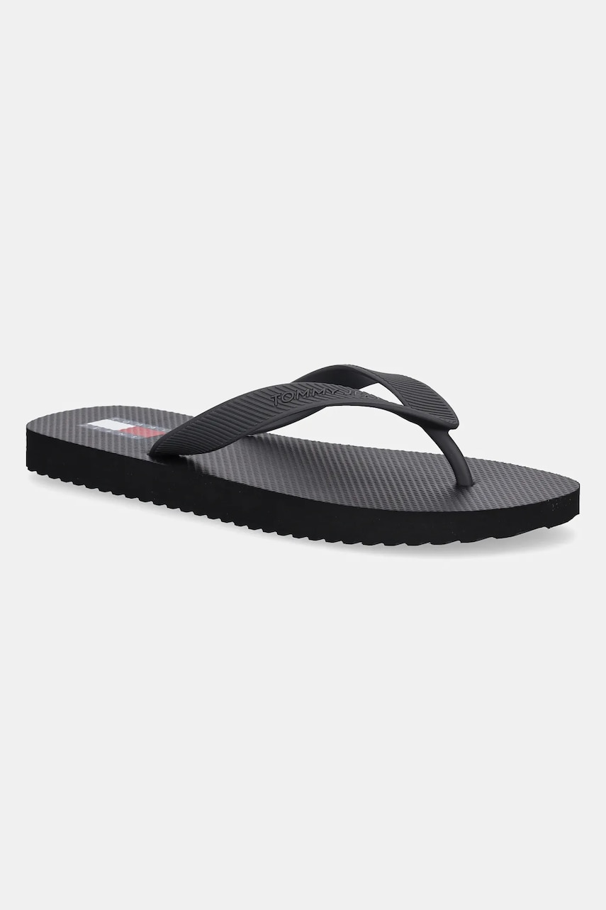 Tommy Jeans slapi BEACH SANDAL barbati, culoarea negru, EM0EM01560