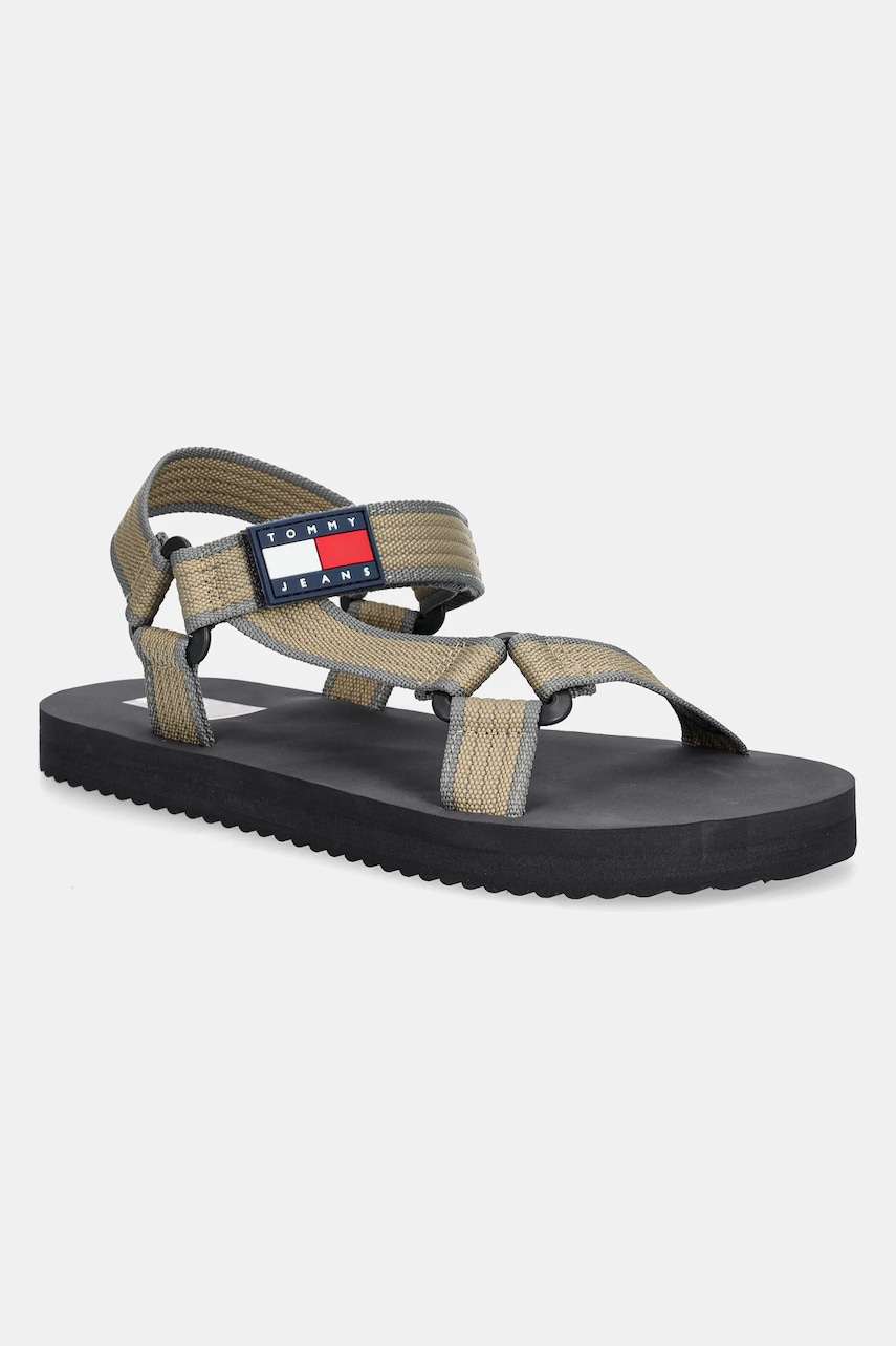 Tommy Jeans sandale CASUAL SANDAL barbati, culoarea bej, EM0EM01563