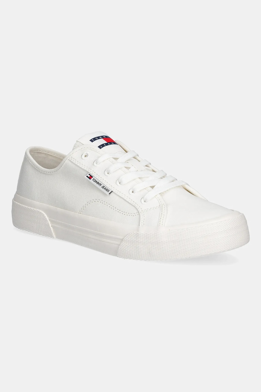 Tommy Jeans teniși  LACE UP CANVAS COLOR culoarea alb, EM0EM01543