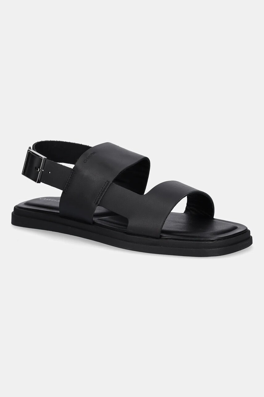 Levně Kožené sandály Calvin Klein BACK STRAP W/ BUCKLE pánské, černá barva, HM0HM01736