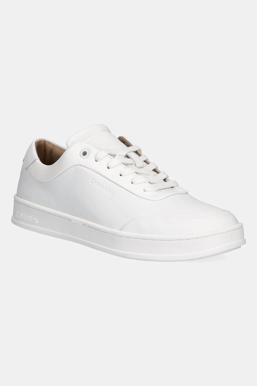 Levně Kožené sneakers boty Calvin Klein LOW TOP LACE UP OXFORD RUBB LTH bílá barva, HM0HM01708