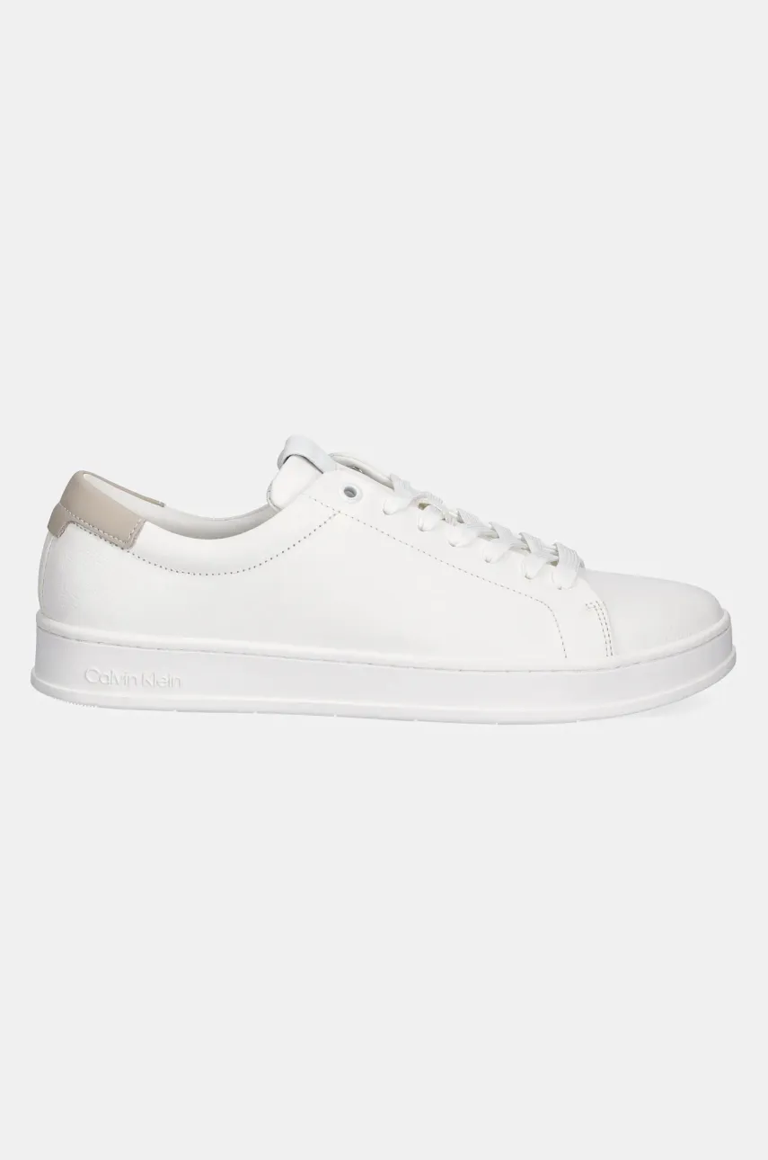 Кожаные кроссовки Calvin Klein LOW TOP LACE UP NU цвет белый HM0HM01758 Кожаные кроссовки Calvin Klein LOW TOP LACE UP NU цвет белый HM0HM01758