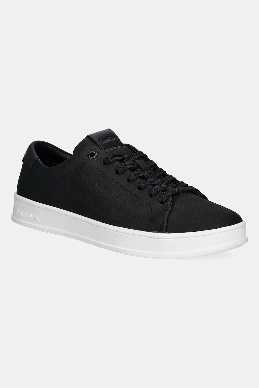 Levně Kožené sneakers boty Calvin Klein LOW TOP LACE UP NU černá barva, HM0HM01758