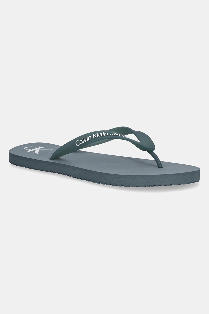 Levně Žabky Calvin Klein Jeans BEACH SANDAL TRANSPARENT TPU pánské, tyrkysová barva, YM0YM01267