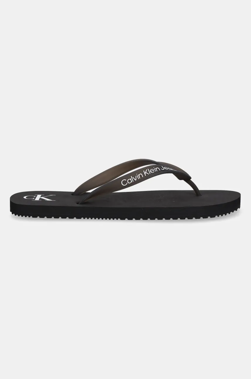 Вьетнамки Calvin Klein Jeans BEACH SANDAL TRANSPARENT TPU мужские цвет чёрный YM0YM01267 Вьетнамки Calvin Klein Jeans BEACH SANDAL TRANSPARENT TPU мужские цвет чёрный YM0YM01267