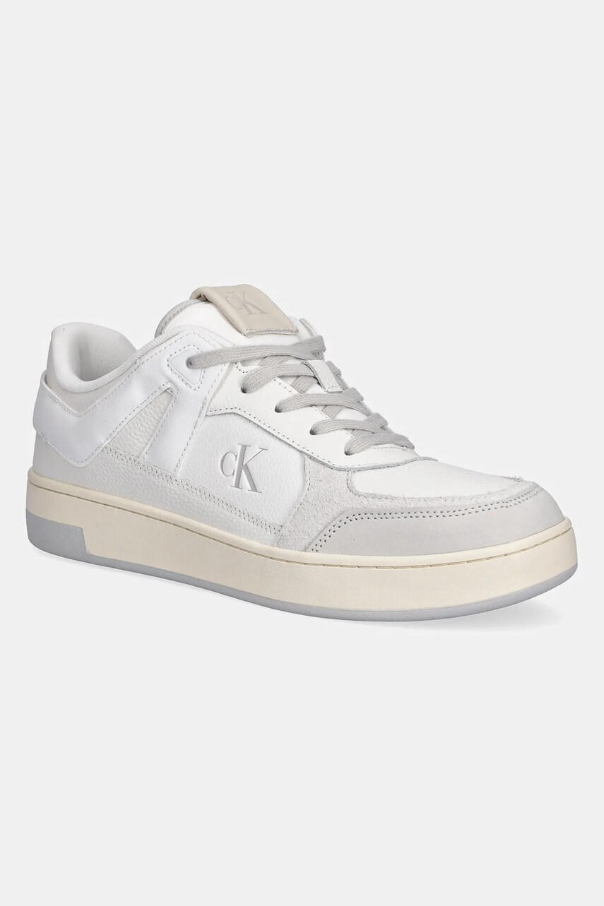 Levně Boty Calvin Klein Jeans BASKET CUP LOW LACEUP LTH MIX pánské, bílá barva, YM0YM01308