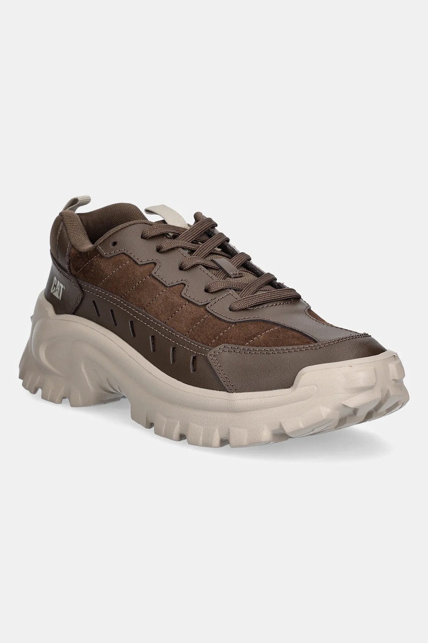 Caterpillar sneakers din piele INTRUDER LITE barbati, culoarea maro, P726189 Caterpillar sneakers din piele INTRUDER LITE barbati, culoarea maro, P726189