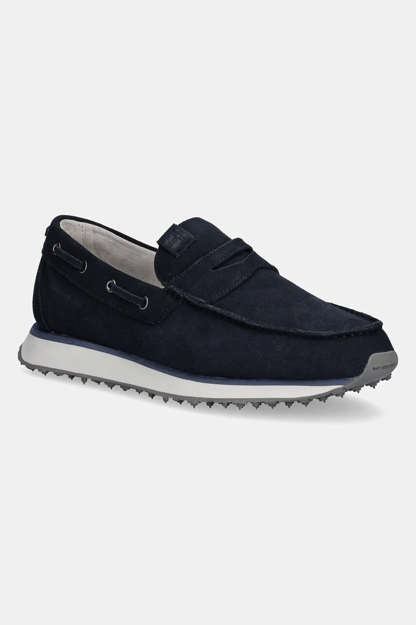 Napapijri mocasini din piele intoarsa SHARD barbati, culoarea bleumarin, NP0A4IQT.176