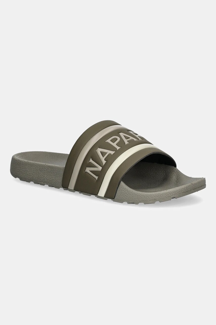 Levně Pantofle Napapijri STREAM pánské, zelená barva, NP0A4IQV.GF2