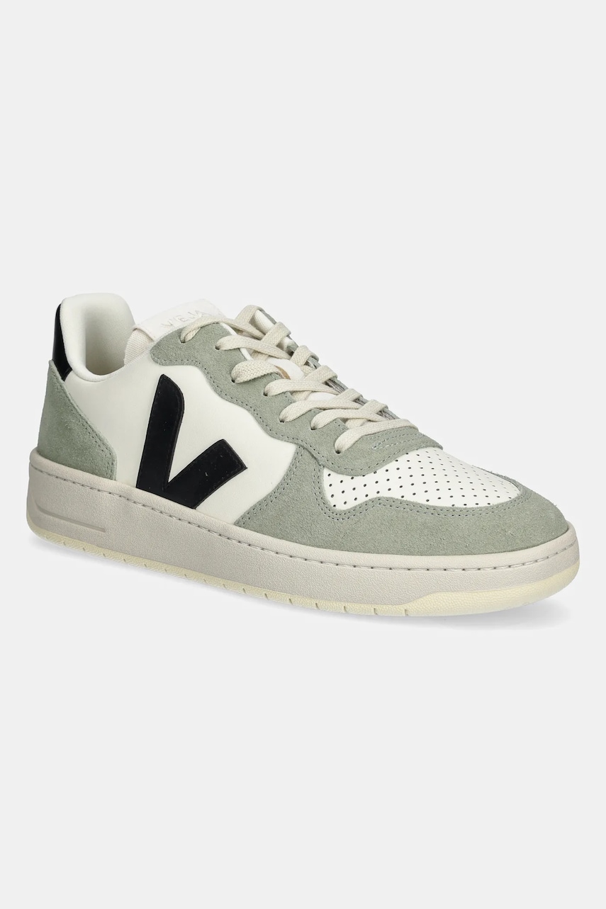 Veja sneakers din piele VI0220500B V-10 LEATHER bărbați, culoarea verde, VI0220500B Veja sneakers din piele VI0220500B V-10 LEATHER bărbați, culoarea verde, VI0220500B