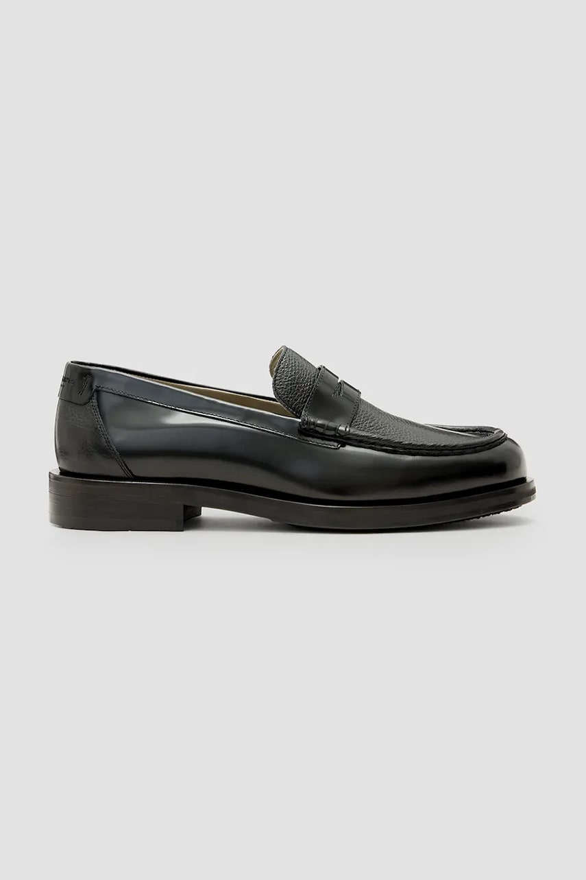 AllSaints mocasini de piele Bloom Loafer barbati, culoarea negru, M021FC AllSaints mocasini de piele Bloom Loafer barbati, culoarea negru, M021FC