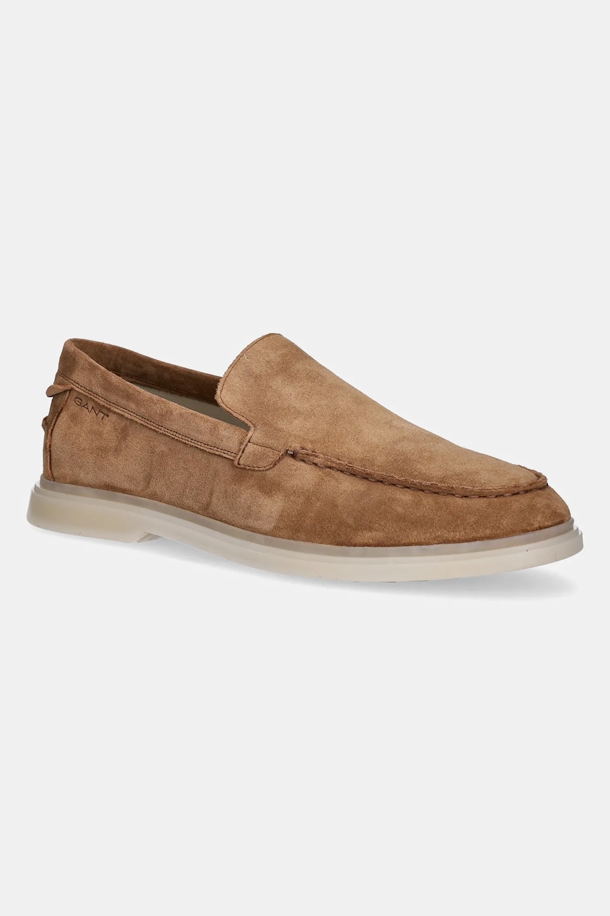 Gant mocasini din piele întoarsă Boery barbati, culoarea maro, 30673849.G146