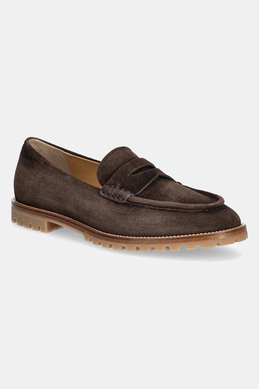 Bally mocasini din piele întoarsă bărbați, culoarea maro, MSF0GB Bally mocasini din piele întoarsă bărbați, culoarea maro, MSF0GB