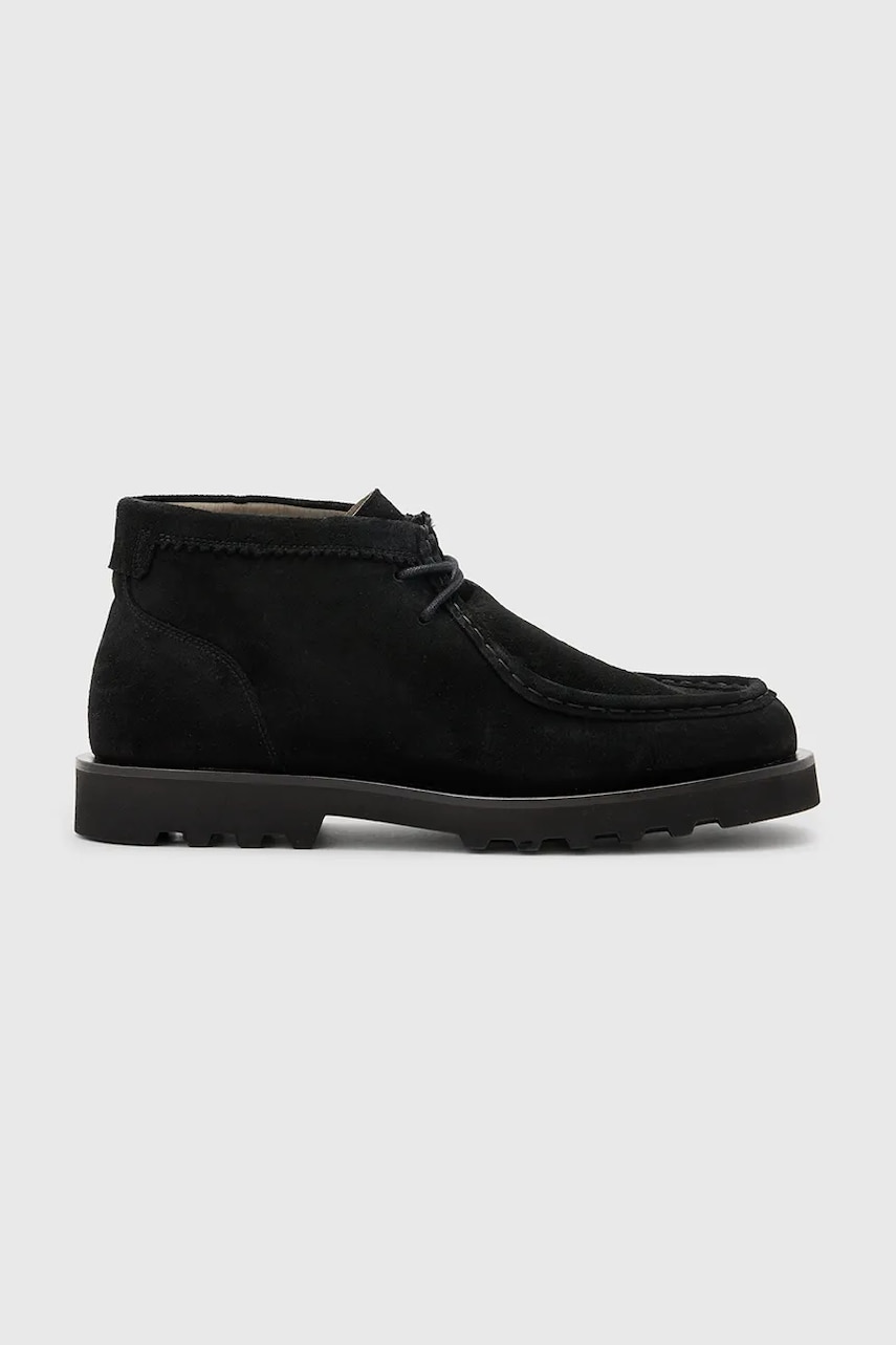AllSaints pantofi de piele intoarsa Skiff Suede Boot barbati, culoarea negru, M015FC