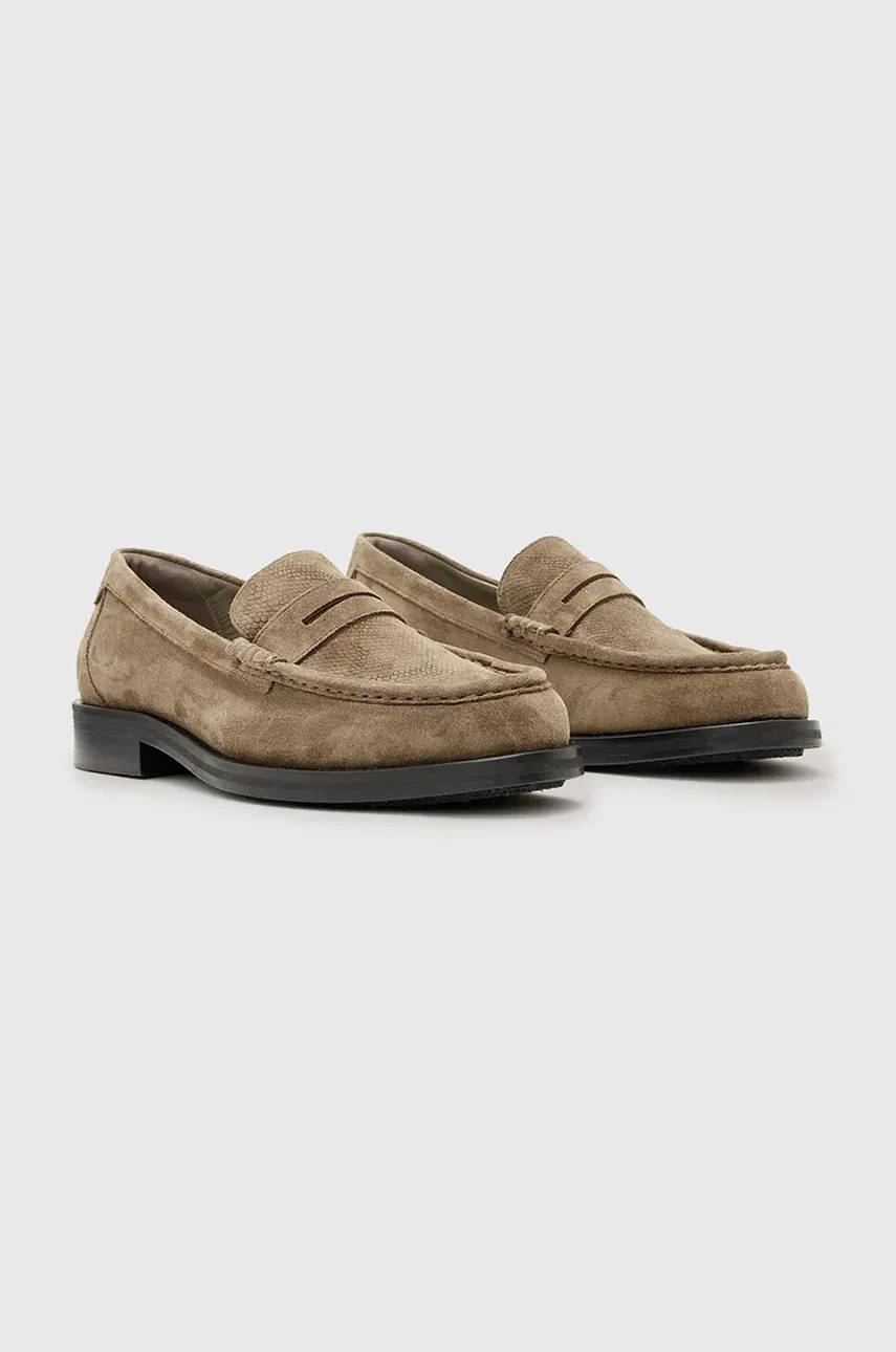 Замшевые мокасины AllSaints Bloom Suede Loafer мужские цвет коричневый M022FC Замшевые мокасины AllSaints Bloom Suede Loafer мужские цвет коричневый M022FC