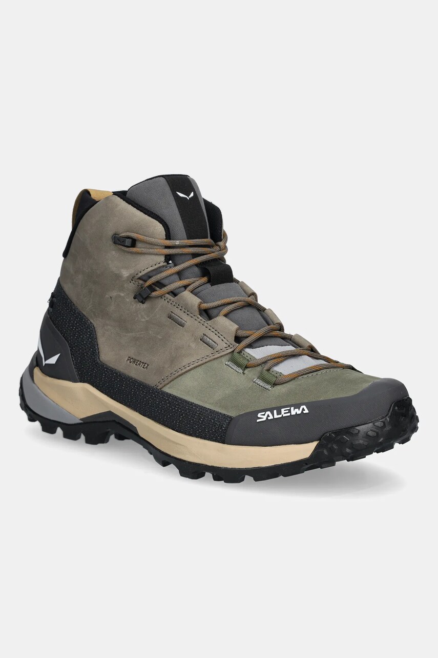 Salewa cipő Puez Leather Mid PTX zöld, férfi, 00.0000061459 akciós termékkép 1